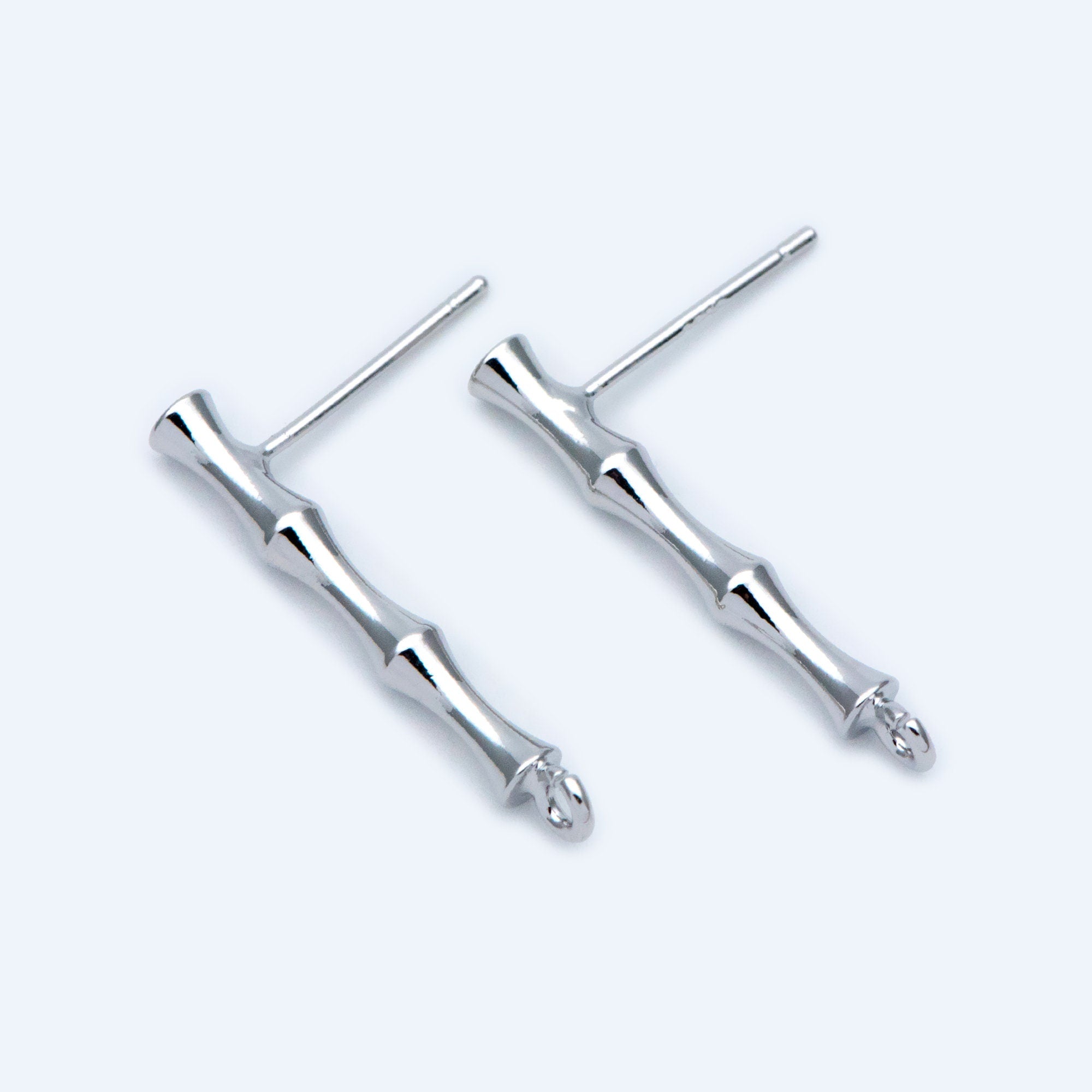 10pcs Gold/ Silver Tone Bar Ear Studs 24mm, Gold plated Brass Stick Earrings (#GB-1460)